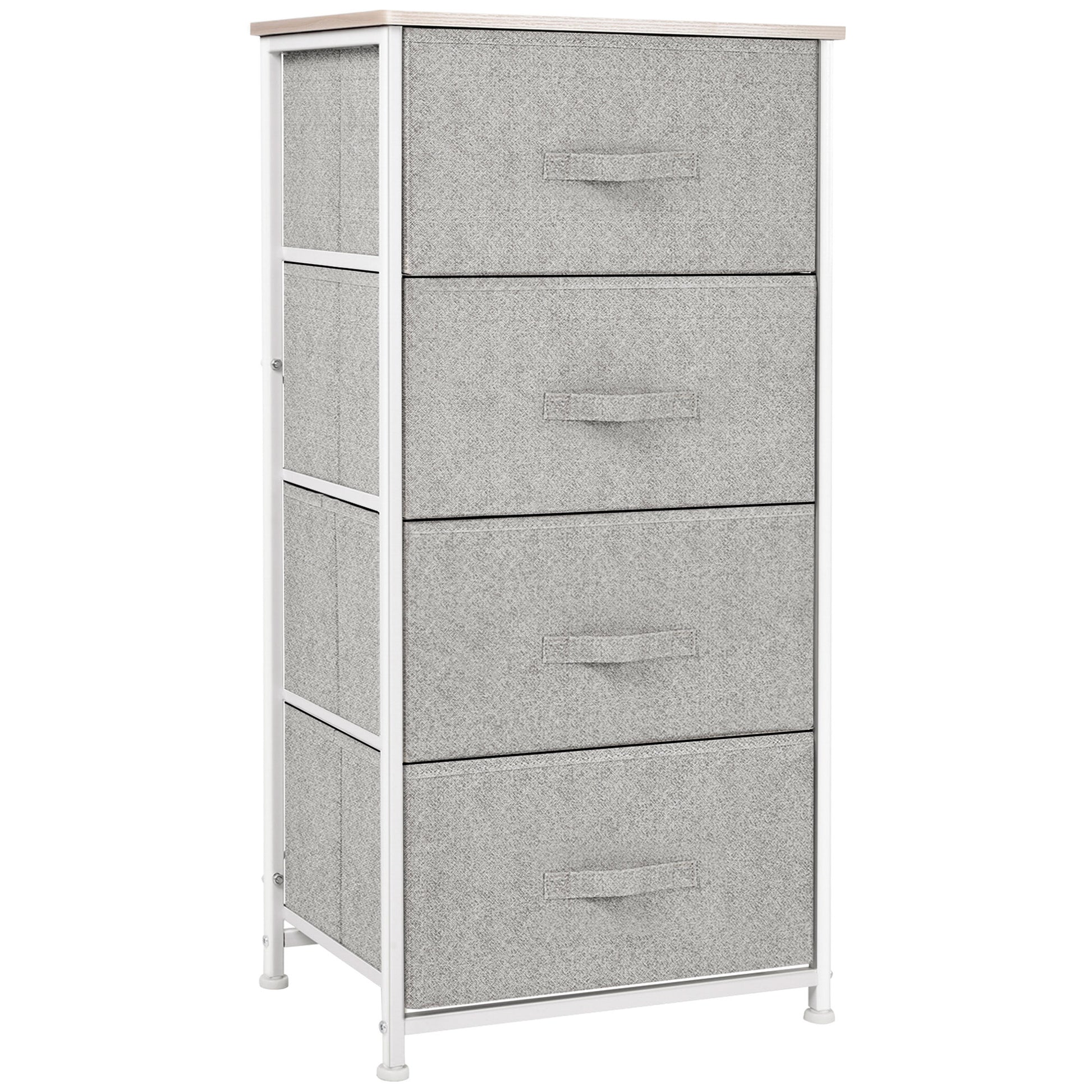 Linen Drawer Cabinet Organizer Storage Dresser Tower with 4 Removable Drawer Metal Frame Adjustable Feet for Living Room