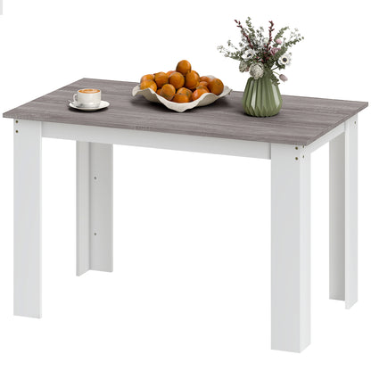 47" Kitchen Table for 4-6 People, Dining Table with Wood Effect for Dining Room, Grey