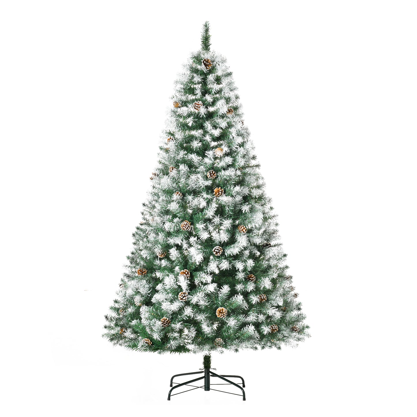 6ft Snow Flocked Artificial Christmas Tree, Unlit Full Fir Tree with Automatic Open, 800 Realistic Branches and 61 Pine 