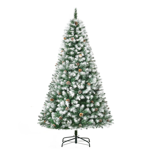 6ft Snow Flocked Artificial Christmas Tree, Unlit Full Fir Tree with Automatic Open, 800 Realistic Branches and 61 Pine 