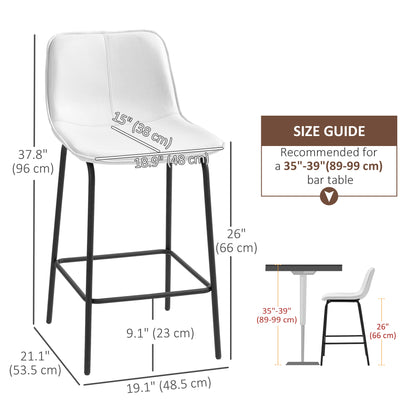 Bar Stools Set of 2, Upholstered Counter Height Bar Chairs, Kitchen Stools with Steel Legs