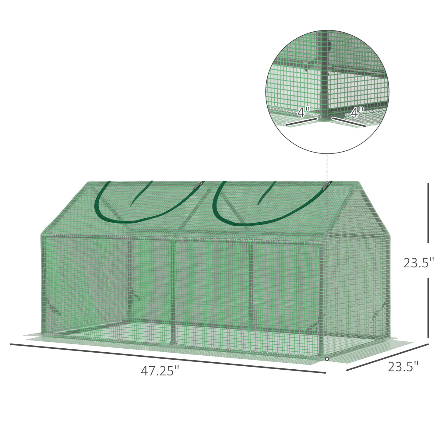 47" x 24" x 24" Portable Mini Tunnel Greenhouse Garden Planting Outdoor Flower Warm House Box with 2 Windows, Steel Fram