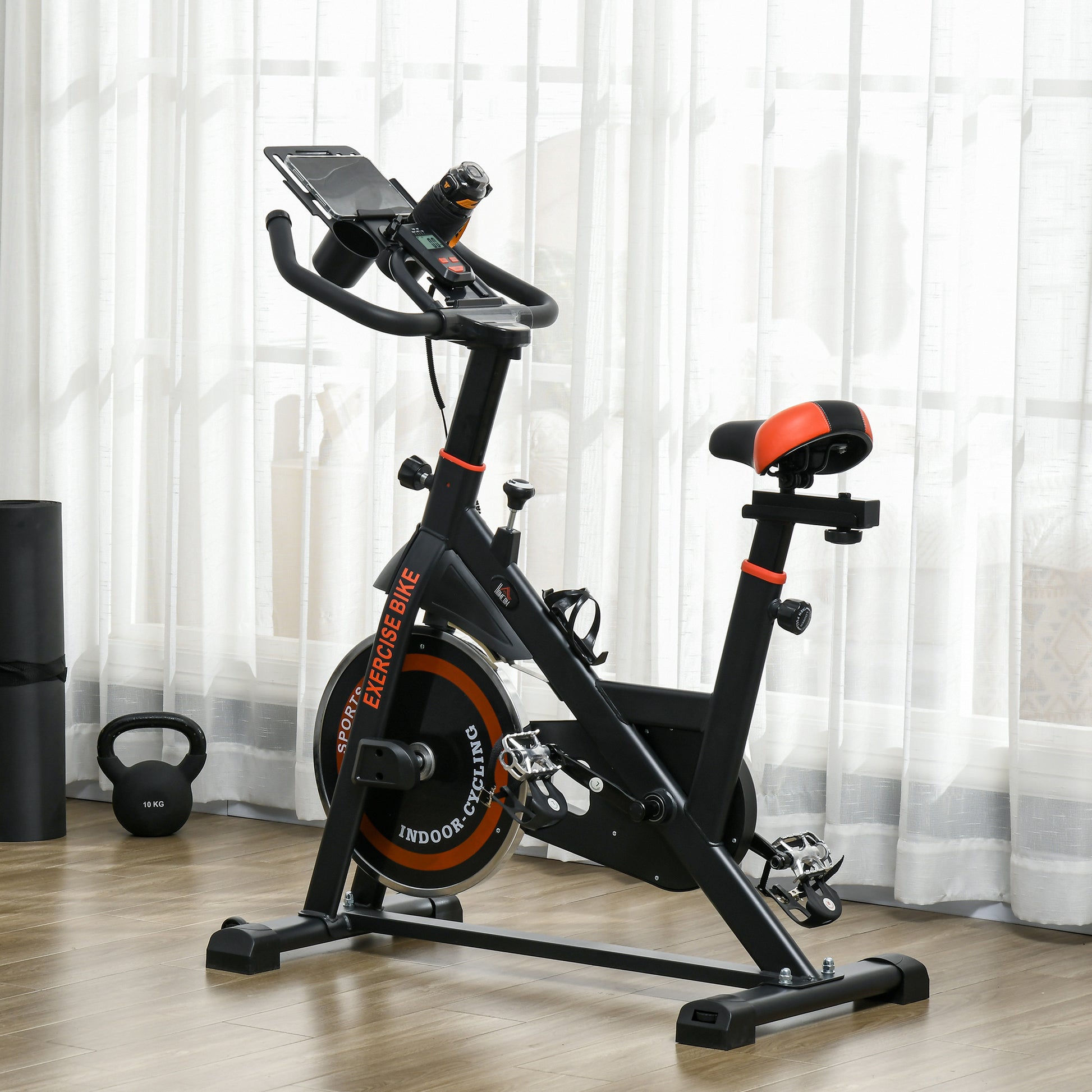 Soozier Adjustable Upright Stationary Exercise Bike w/ LCD Display, Indoor Cycling Bike for Home w/ Adjustable Resistanc