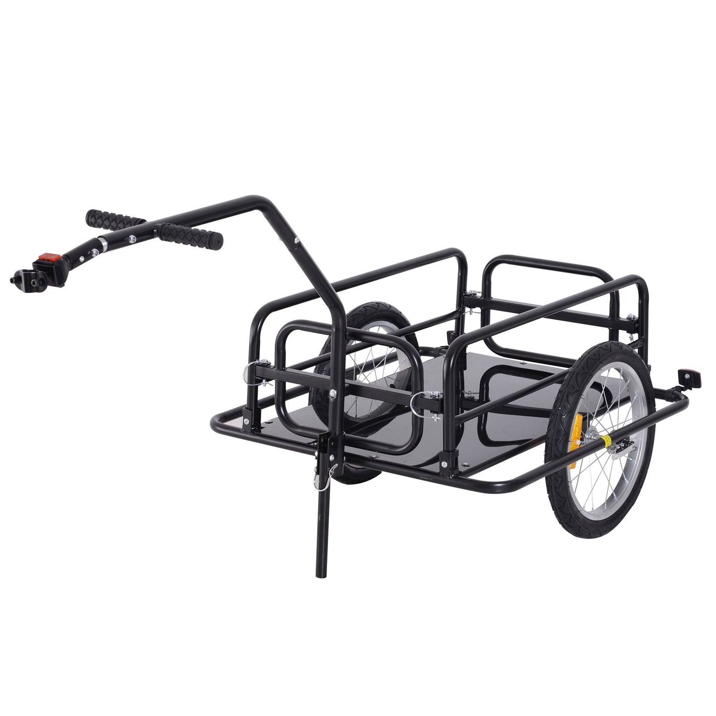 VarietyKart Folding Bicycle Cargo Trailer Utility Bike Cart Carrier for Garden Patio with Hitch Black