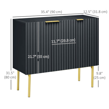 Modern Storage Cabinet Sideboard Buffet Cabinet with Gold Legs for Living Room Dining Room Hallway Black