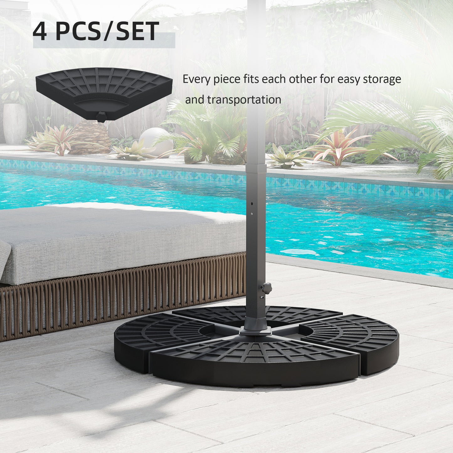 Set of 4 Umbrella Base Weights Outdoor Parasol Holder for Cross Base Portable