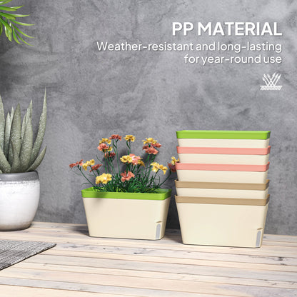 6 Pack Self Watering Flower Pots, 10.5 Inch Planter Box with Water Level Indicator for Vegetables, Succulents Plants