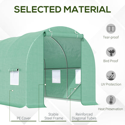 15' x 6.6' x 6.6' Walk-in Tunnel Greenhouse Garden Plant Seed Growing Warm House Outdoor Hot House w/ Roll Up Door, Wind