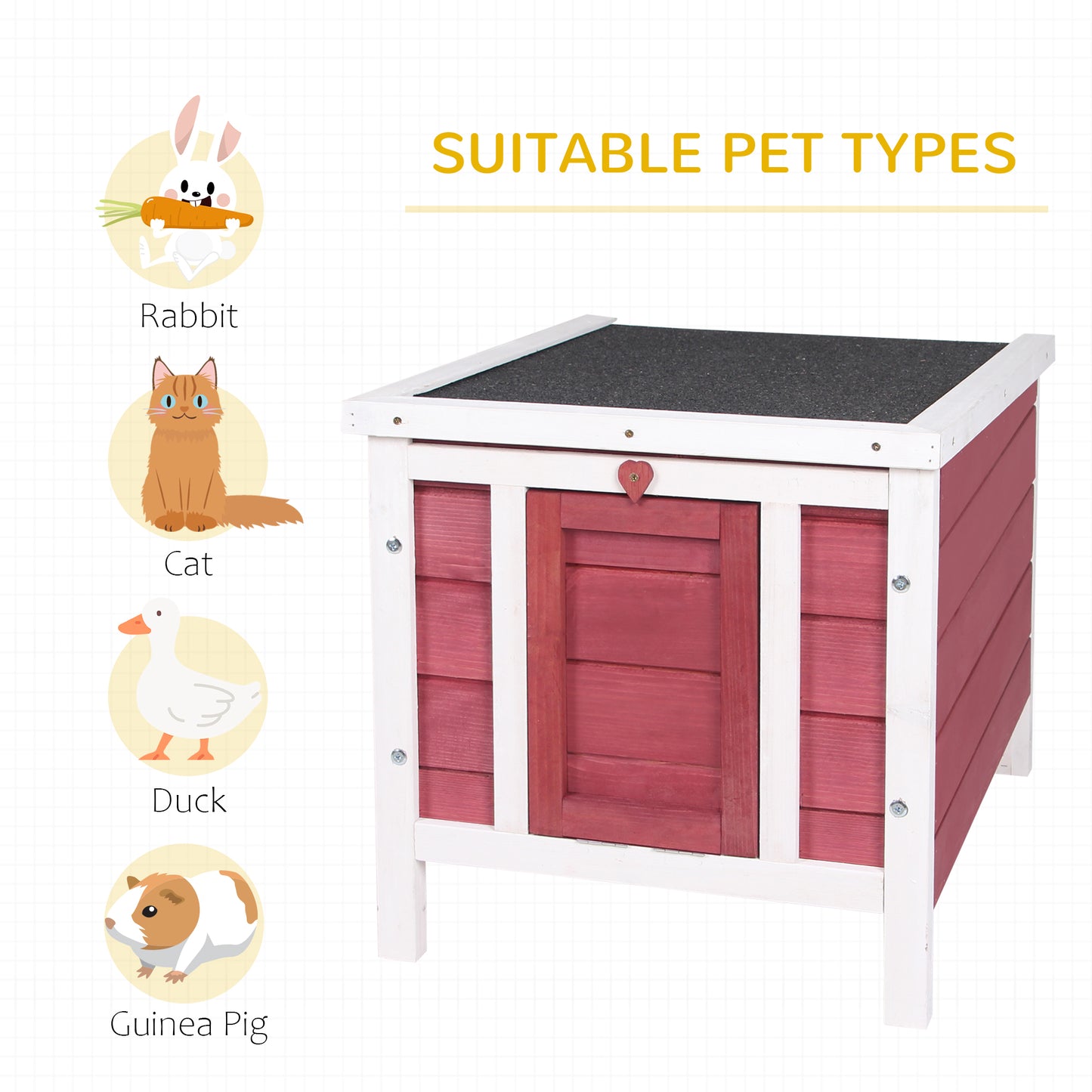 Wooden Rabbit Hutch, Bunny Cage with Waterproof & Openable Asphalt Roof, Outdoor Cat House Guinea Pig Cage Duck Shelter,