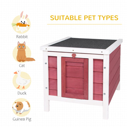 Wooden Rabbit Hutch, Bunny Cage with Waterproof & Openable Asphalt Roof, Outdoor Cat House Guinea Pig Cage Duck Shelter,