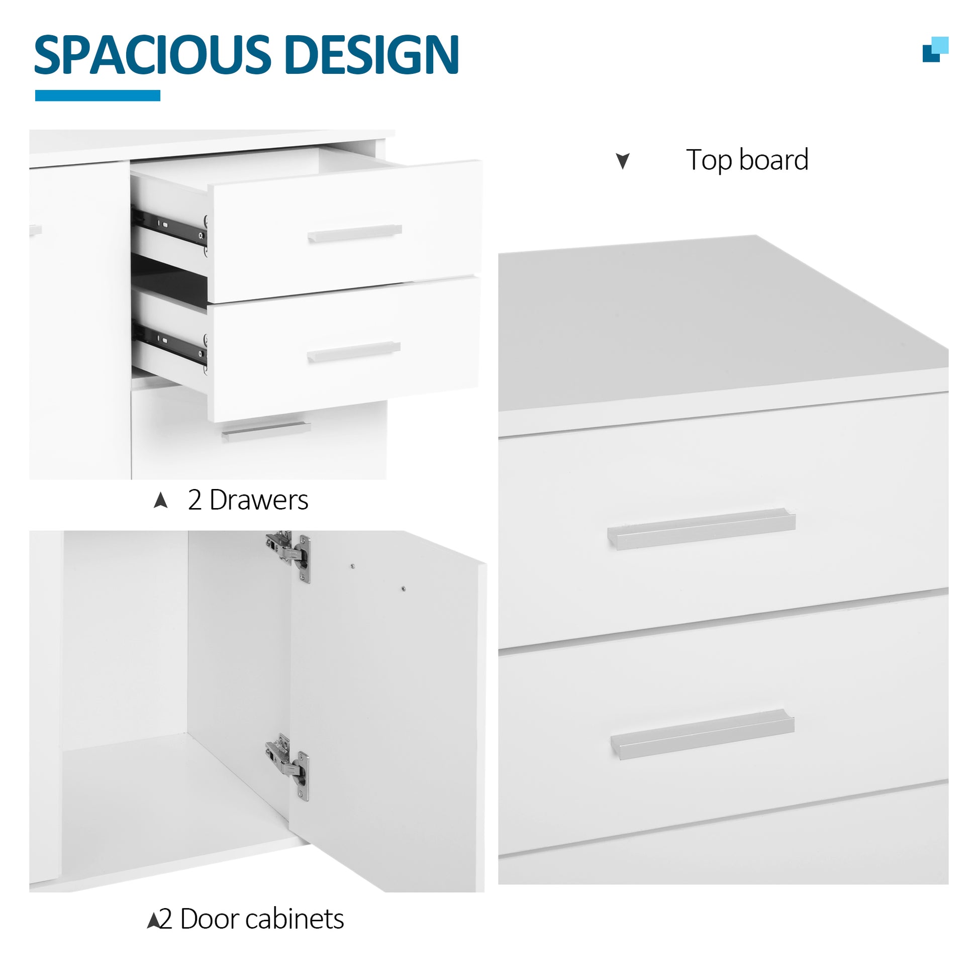 High Gloss Sideboard with 2 Drawers and 2 Doors, Buffet Cabinet with Adjustable Shelf, Coffee Bar Cabinet with Storage, 