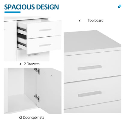 High Gloss Sideboard with 2 Drawers and 2 Doors, Buffet Cabinet with Adjustable Shelf, Coffee Bar Cabinet with Storage, 
