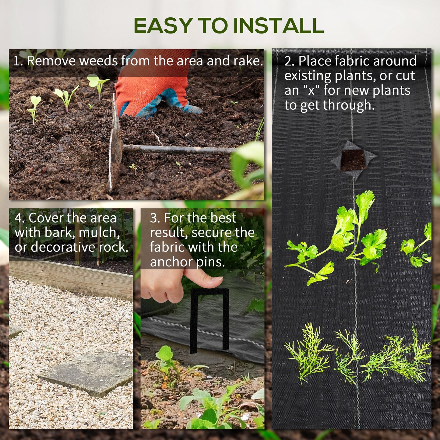 3ftx300ft Landscape Fabric, 4.6OZ Gardener Premium Weed Barrier Durable & Heavy-Duty Weed Block Gardening Mat, Easy Setu