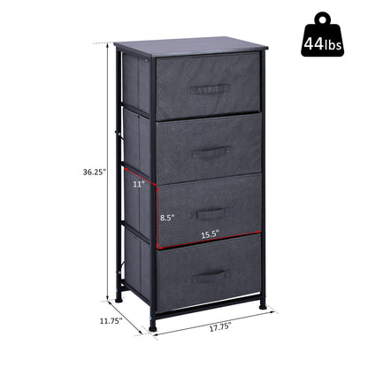 Linen Drawer Cabinet Organizer Storage Dresser Tower with 4 Removable Drawer Metal Frame Adjustable Feet for Living Room