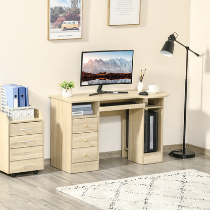 Computer Desk with Storage, Home Office Laptop Table with Shelves and Drawers, Modern Workstation Desk with Keyboard Tra