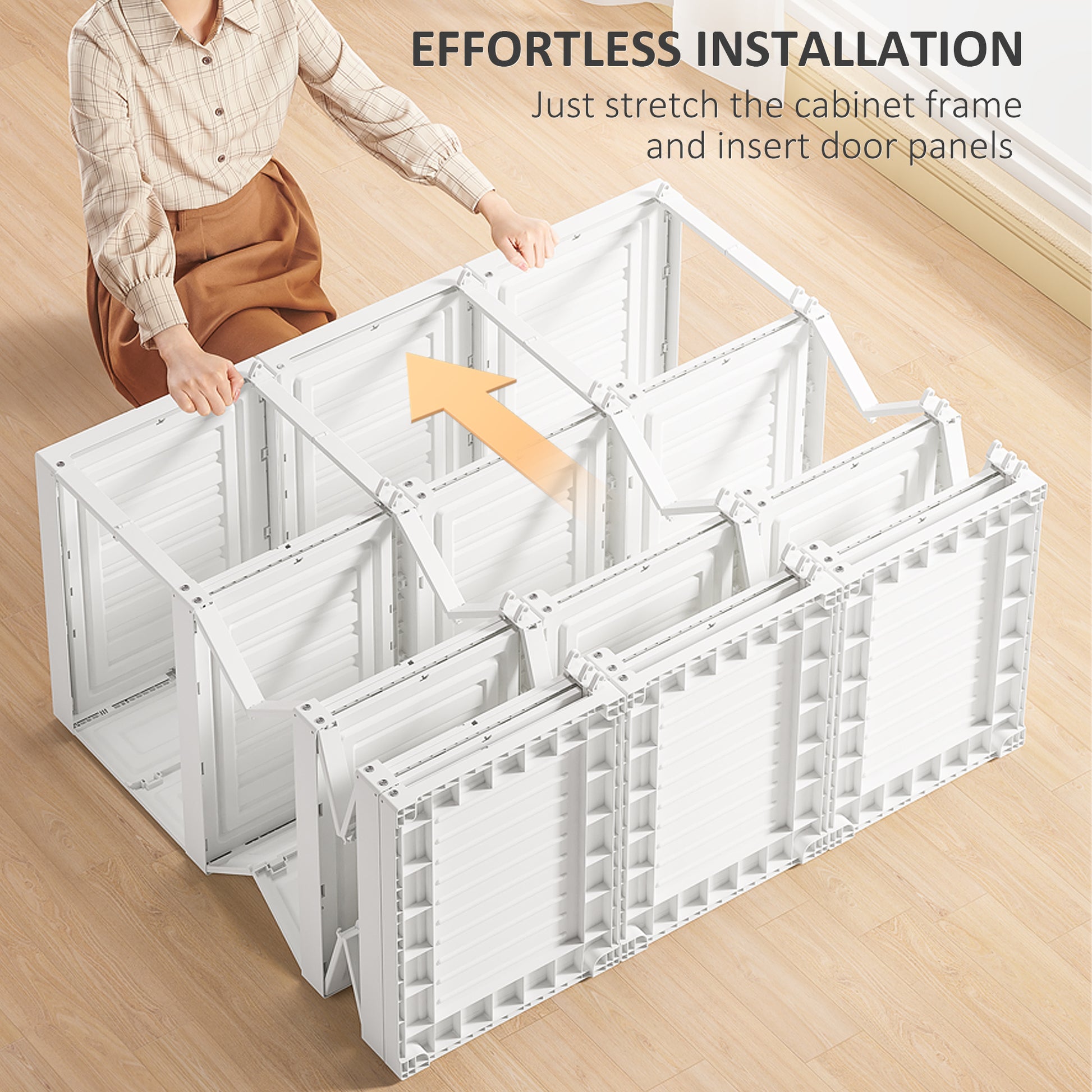 Portable Wardrobe Closet, Folding Bedroom Wardrobe, Clothes Storage Organizer with 8 Cube Compartments, White