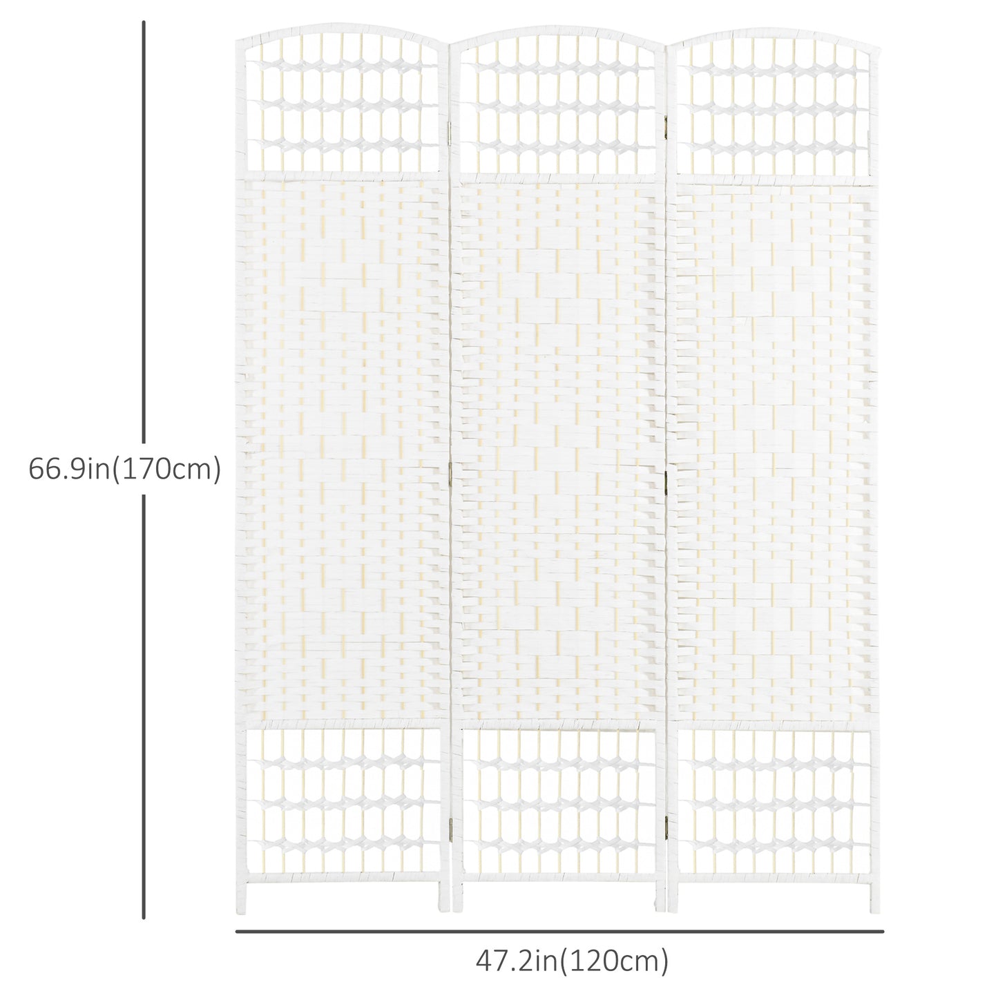 3 Panel Folding Room Divider, Portable Privacy Screen, Wave Fiber Room Partition for Home Office, White