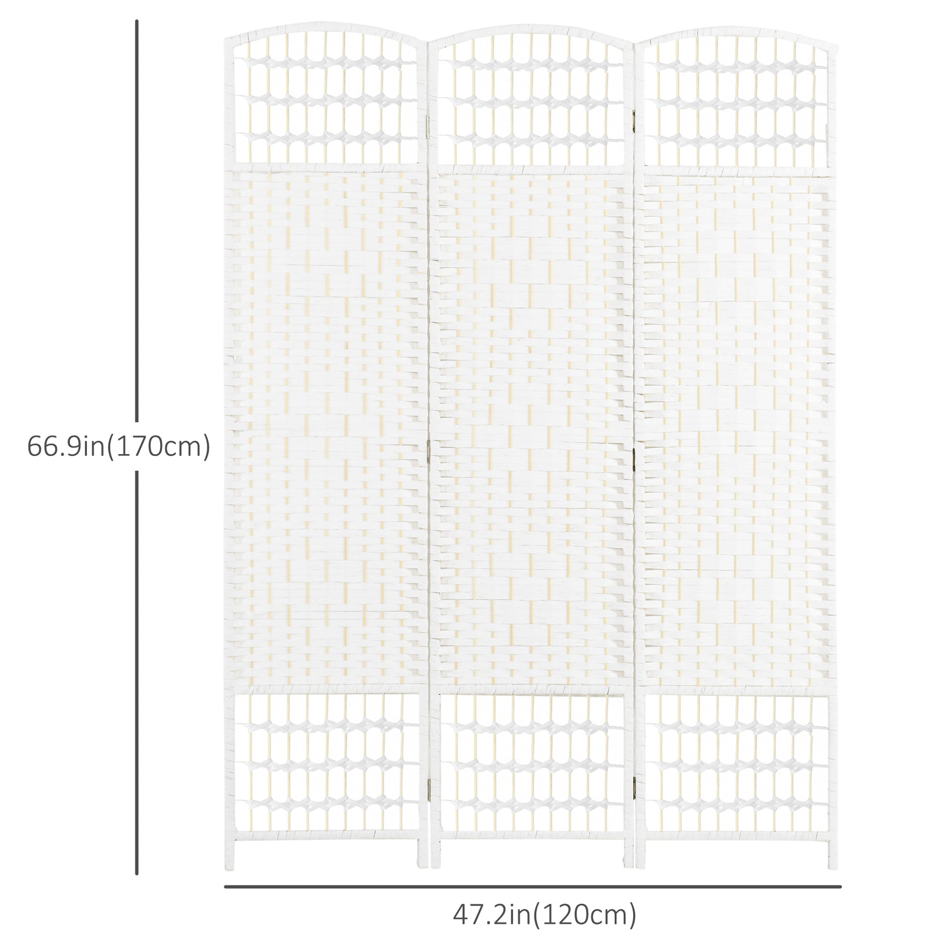 3 Panel Folding Room Divider, Portable Privacy Screen, Wave Fiber Room Partition for Home Office, White