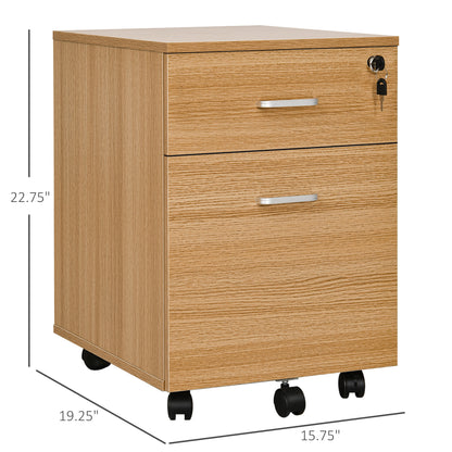 2 Drawer File Cabinet with Lock and Keys, Mobile Vertical Filing Cabinet with Wheels and Drawers, Home Office Cabinet, N