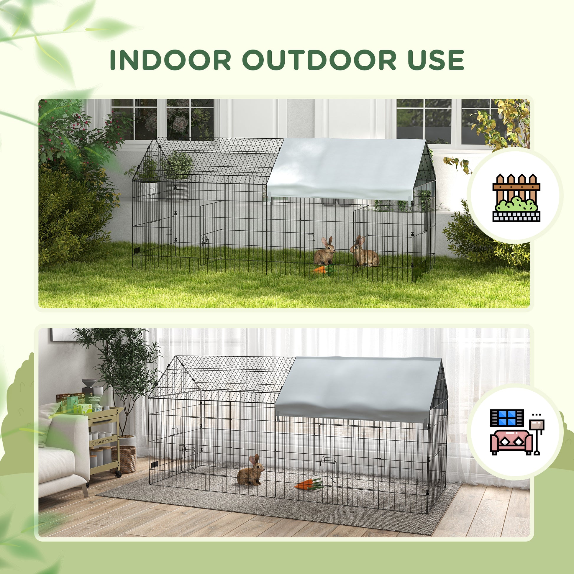 87" Small Animal Cage with Roof, Indoor/Outdoor Use,  for Chicken, Rabbits, Chinchillas, Silver