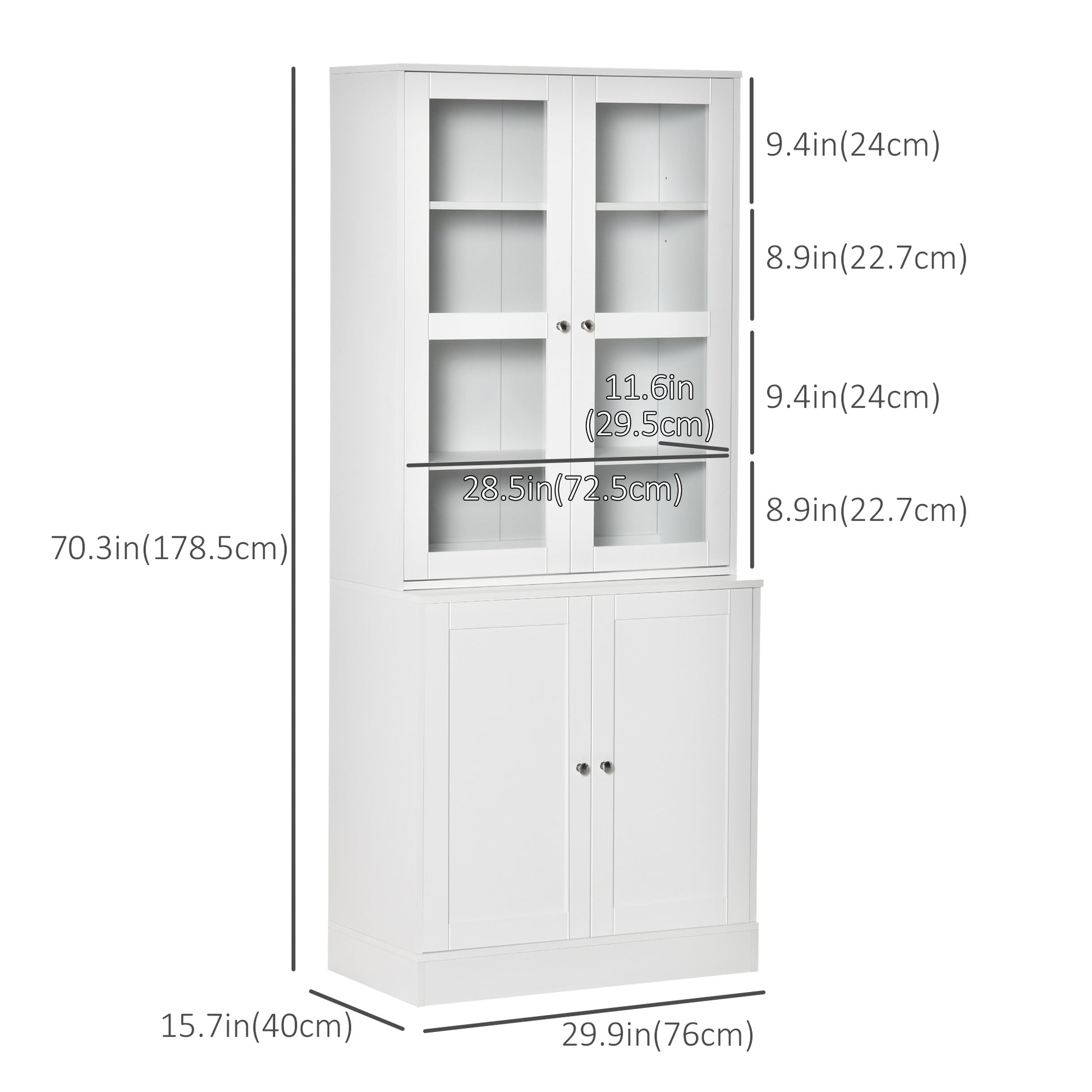 71" Bookcase Storage Cabinet with Doors, Modern Tall Bookshelf with 2 Adjustable Shelves, Display Unit for Study, Living