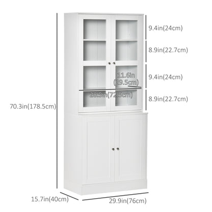 71" Bookcase Storage Cabinet with Doors, Modern Tall Bookshelf with 2 Adjustable Shelves, Display Unit for Study, Living