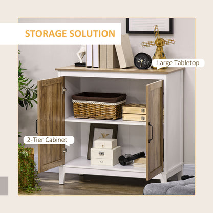 Farmhouse Sideboard, Storage Cabinet with 2 Doors and Shelves Kitchen, Living room, 30.9" x 15.4" x 30.9", Dark Oak