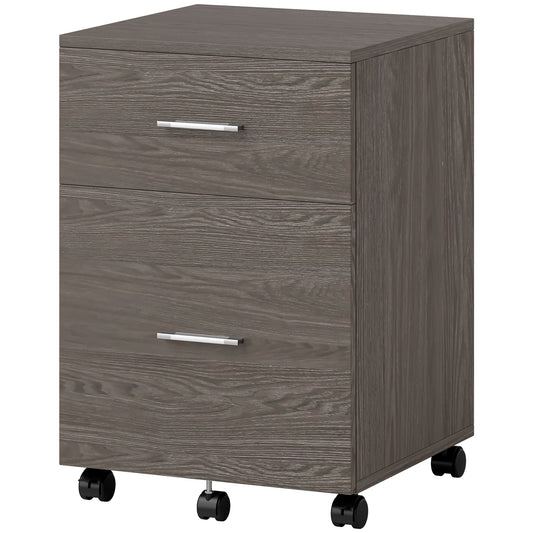 Mobile Filing Cabinet, Vertical File Cabinet with 2 Drawers, Wheels, for Letter or A4 File, Grey