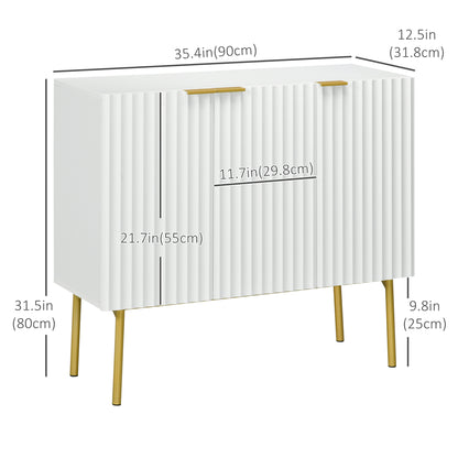 Modern Storage Cabinet Sideboard Buffet Cabinet with Gold Legs for Living Room Dining Room Hallway White