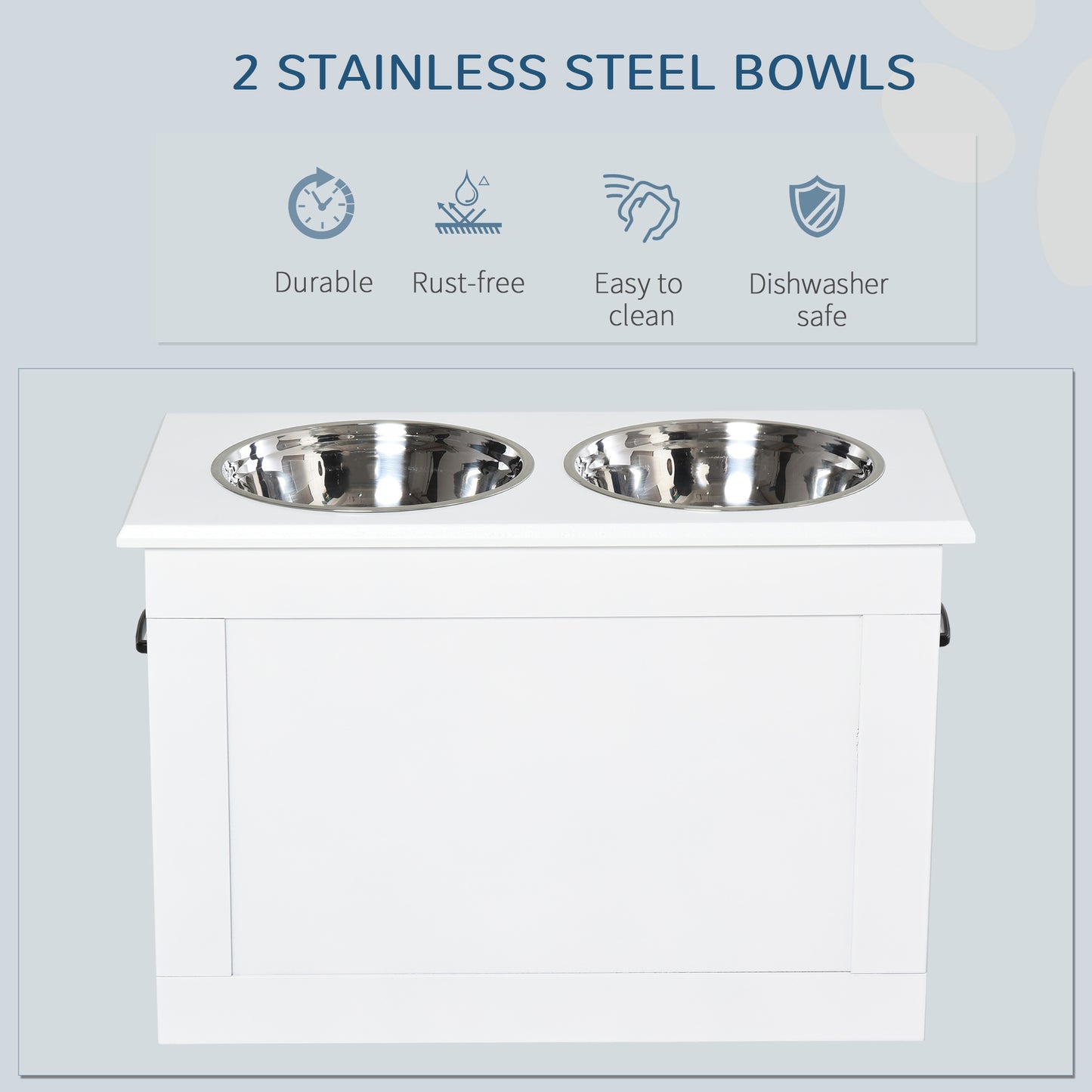 Large Elevated Pet Feeder with Storage Dog Pet Diner Function 2 Stainless Steel Dog Bowls Elevated Base for Large Dogs a