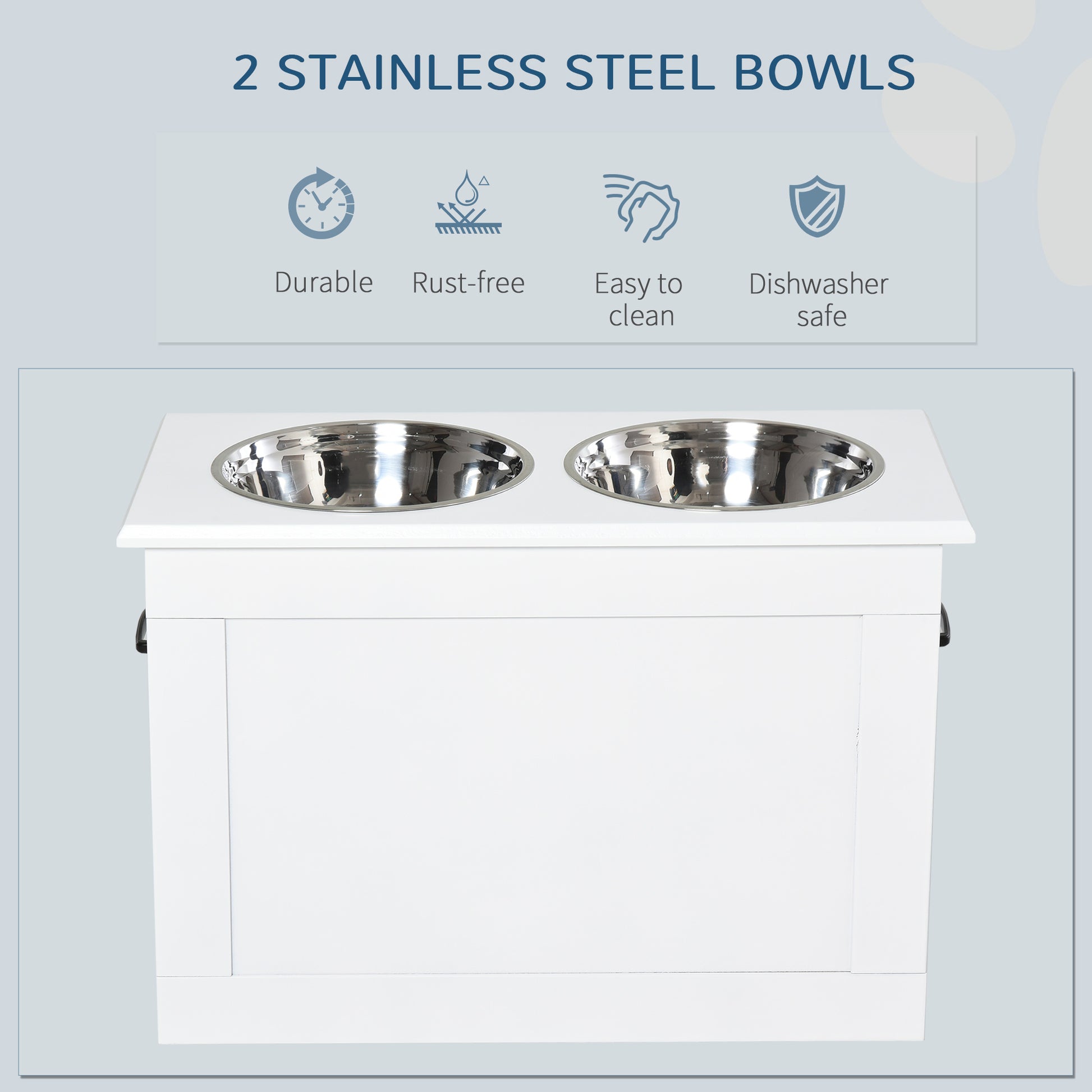 Large Elevated Pet Feeder with Storage Dog Pet Diner Function 2 Stainless Steel Dog Bowls Elevated Base for Large Dogs a
