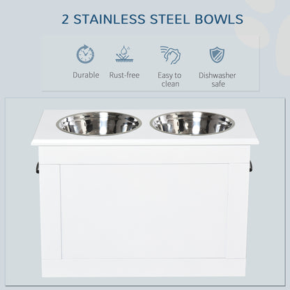 Large Elevated Pet Feeder with Storage Dog Pet Diner Function 2 Stainless Steel Dog Bowls Elevated Base for Large Dogs a