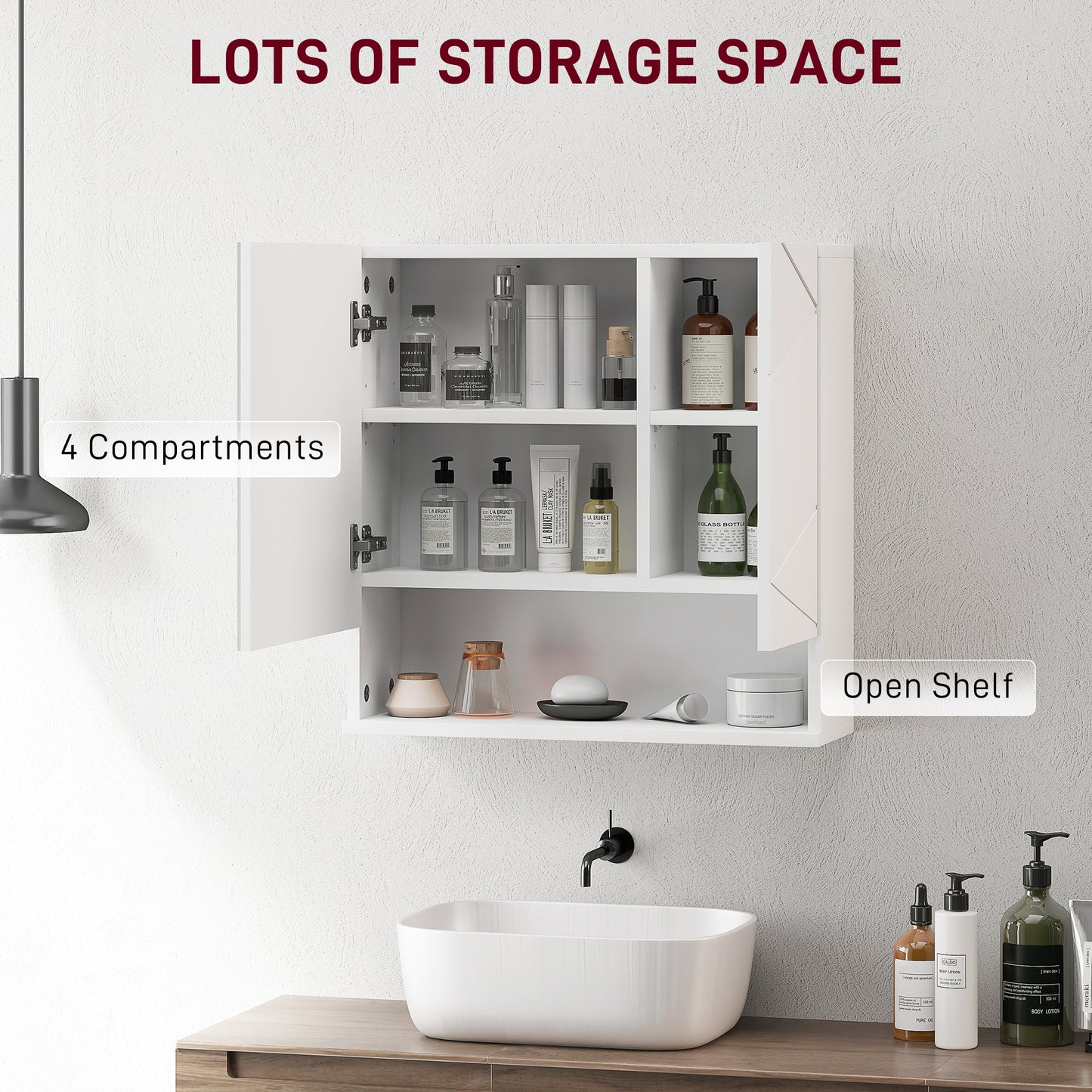 Medicine Cabinet, Wall Mounted Bathroom Mirror Cabinet with Mirrored Door, Adjustable Shelf and Soft Close Mechanism