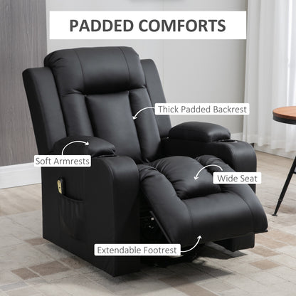 Power Lift Recliner Chair for Elderly, PU Leather Electric Recliner Chair with Footrest, Remote Control, Side Pockets an