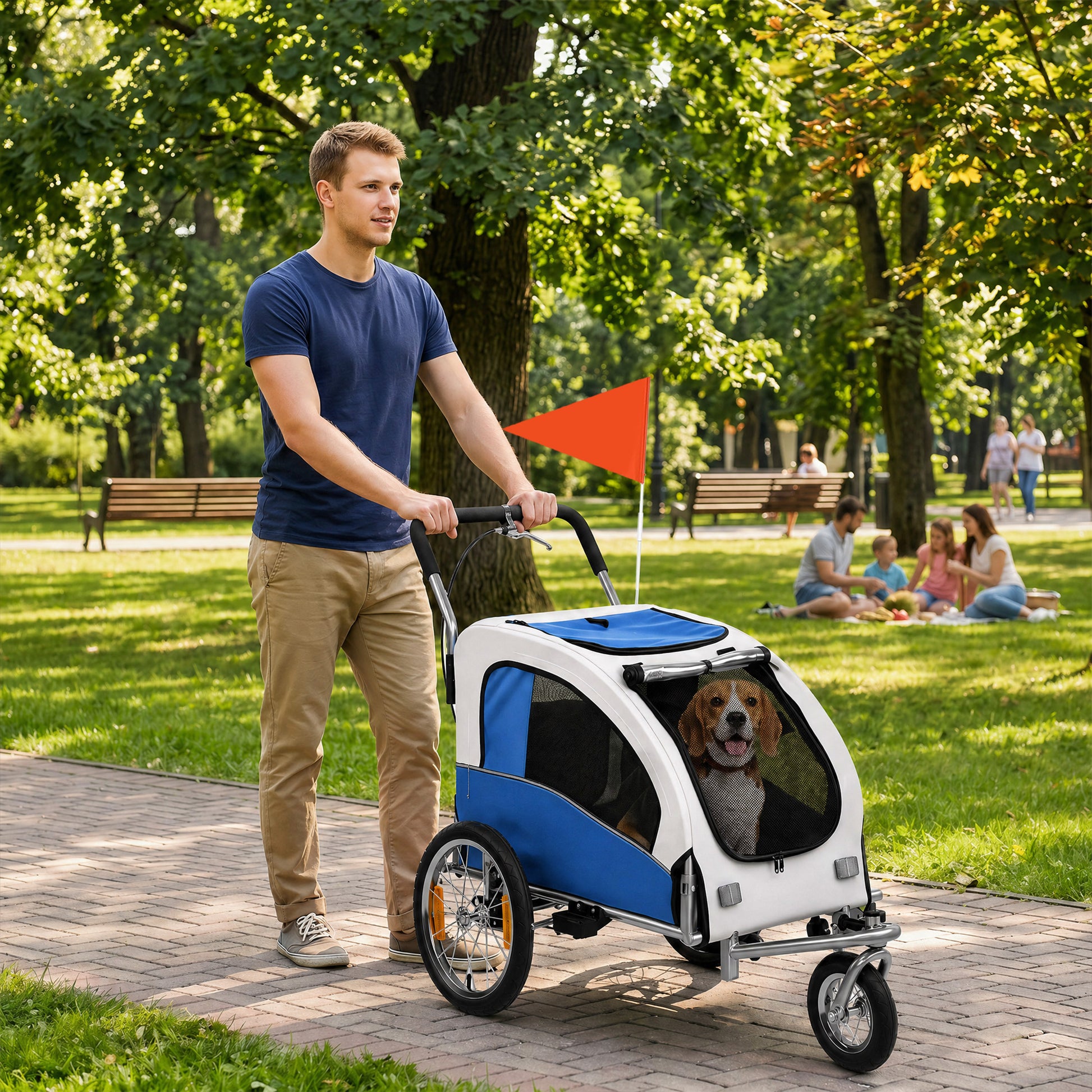 VarietyKart 2 in 1 Dog Bike Trailer, Foldable Pet Stroller, Dog Bicycle Trailer w/ Suspension, Universal Bicycle Coupler