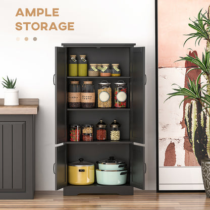 48 in 4-Door Kitchen Pantry Cabinet with Adjustable Shelves - Black - Image 3