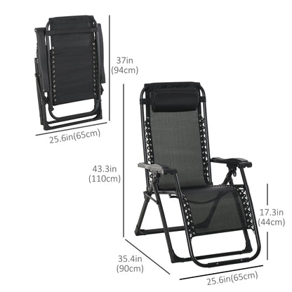 Reclining Zero Gravity Chair with Adjustable Backrest, Folding Garden Sun Lounger, Outdoor Recliner with Removable Cushi