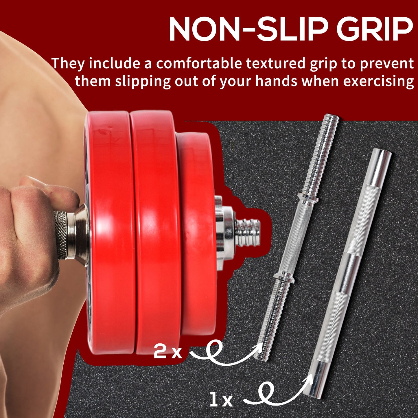 Soozier 66lbs 2-In-1 Dumbbell & Barbell Adjustable Set Strength Muscle Exercise Fitness Plate Bar Clamp Rod Home Gym Spo