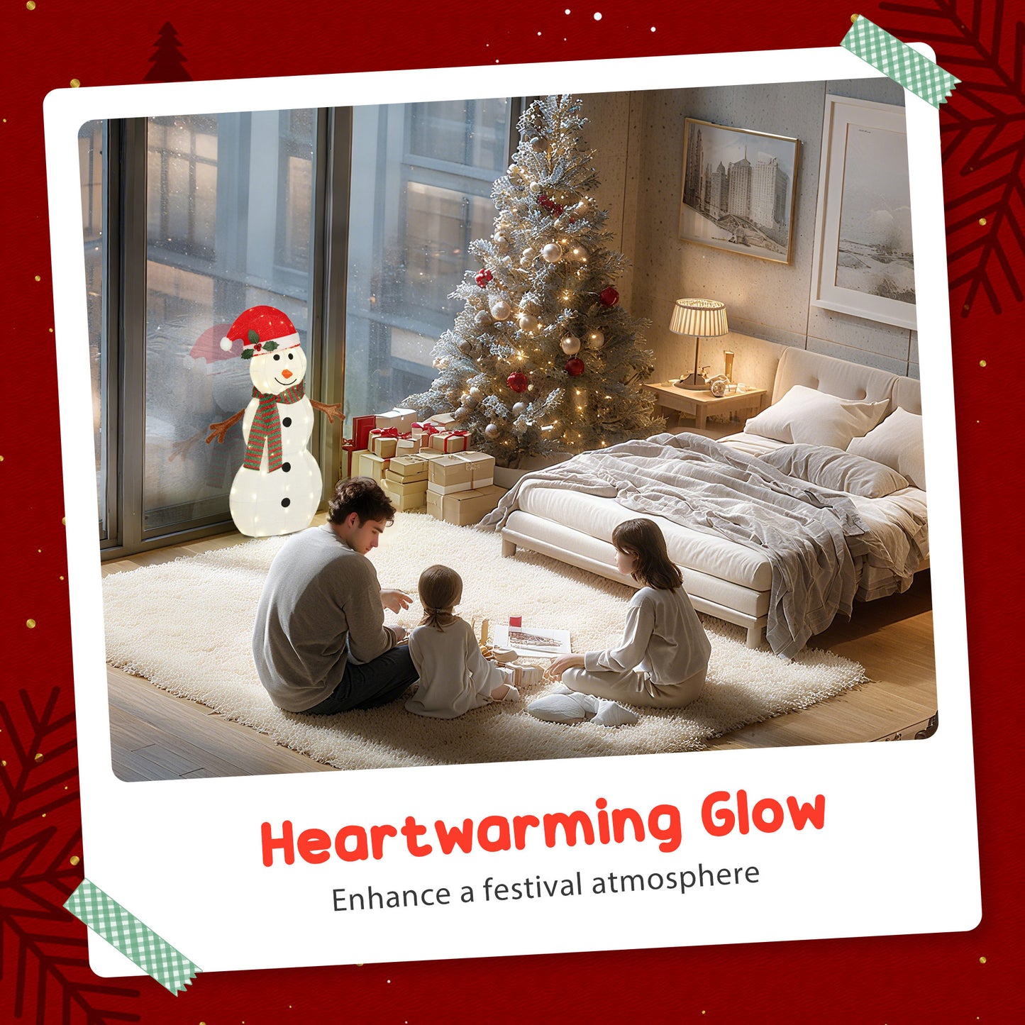 Lighted Christmas Decoration, Outdoor Christmas Snowman with LED Lights, Stakes, Zip Ties, IP44 Waterproof