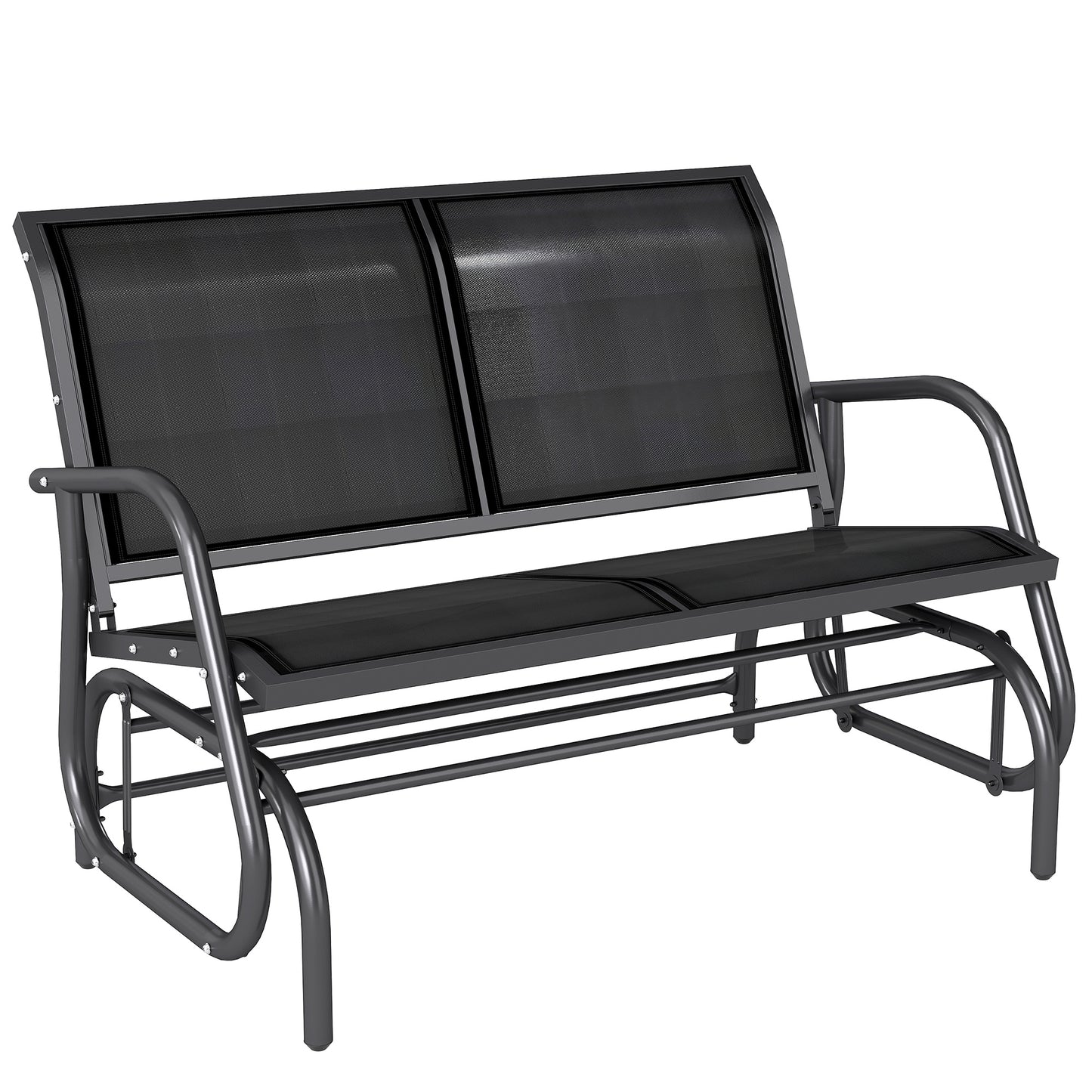 Patio Double Glider Bench Swing Chair Rocker Heavy-Duty Loveseat Outdoor Garden Rocking Bench Steel Frame Sling Fabric S