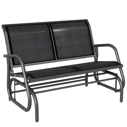 Patio Double Glider Bench Swing Chair Rocker Heavy-Duty Loveseat Outdoor Garden Rocking Bench Steel Frame Sling Fabric S