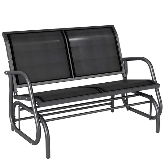 Patio Double Glider Bench Swing Chair Rocker Heavy-Duty Loveseat Outdoor Garden Rocking Bench Steel Frame Sling Fabric S