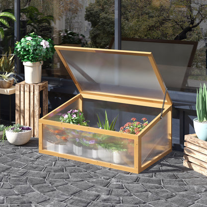Wooden Cold Frame Greenhouse Garden Portable Raised Planter with Openable Top for Indoor, Outdoor, Flowers, Vegetables, 