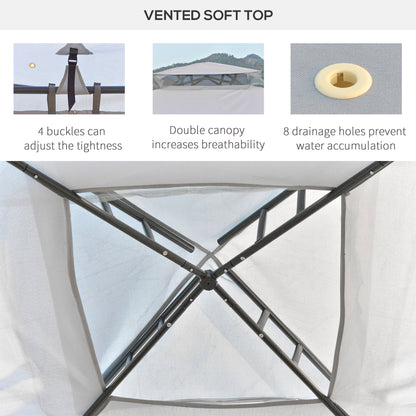 10' x 10' Patio Gazebo Pavilion, 2-Tier Roof Canopy Outdoor Event Tent with Steel Frame and Mosquito Netting for Garden,