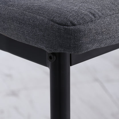 Modern Dining Chairs Set of 4, Upholstered Linen Fabric Kitchen Chairs with Channel Tufting and Metal Legs for Living Ro