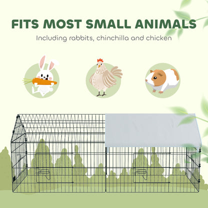 73" Small Animal Cage with Roof, Indoor/Outdoor Use,  for Chicken, Rabbits, Chinchillas, Silver