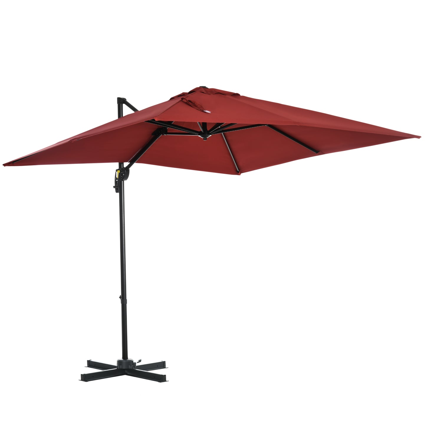 8' x 8' Square Patio Hanging Offset Umbrella with 360° Rotation, Aluminum Outdoor Cantilever Parasol with Crank & Tilt, 