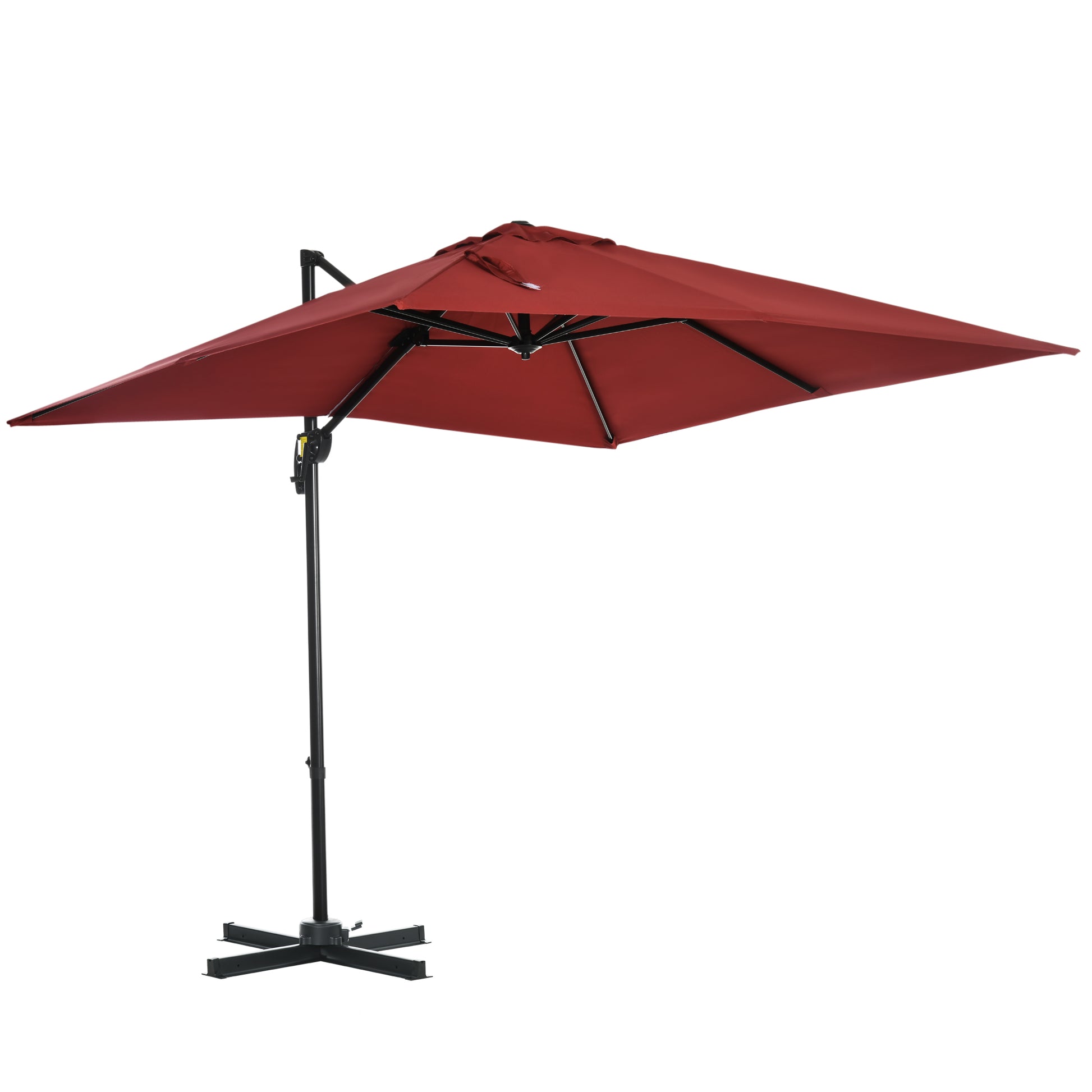 8' x 8' Square Patio Hanging Offset Umbrella with 360° Rotation, Aluminum Outdoor Cantilever Parasol with Crank & Tilt, 