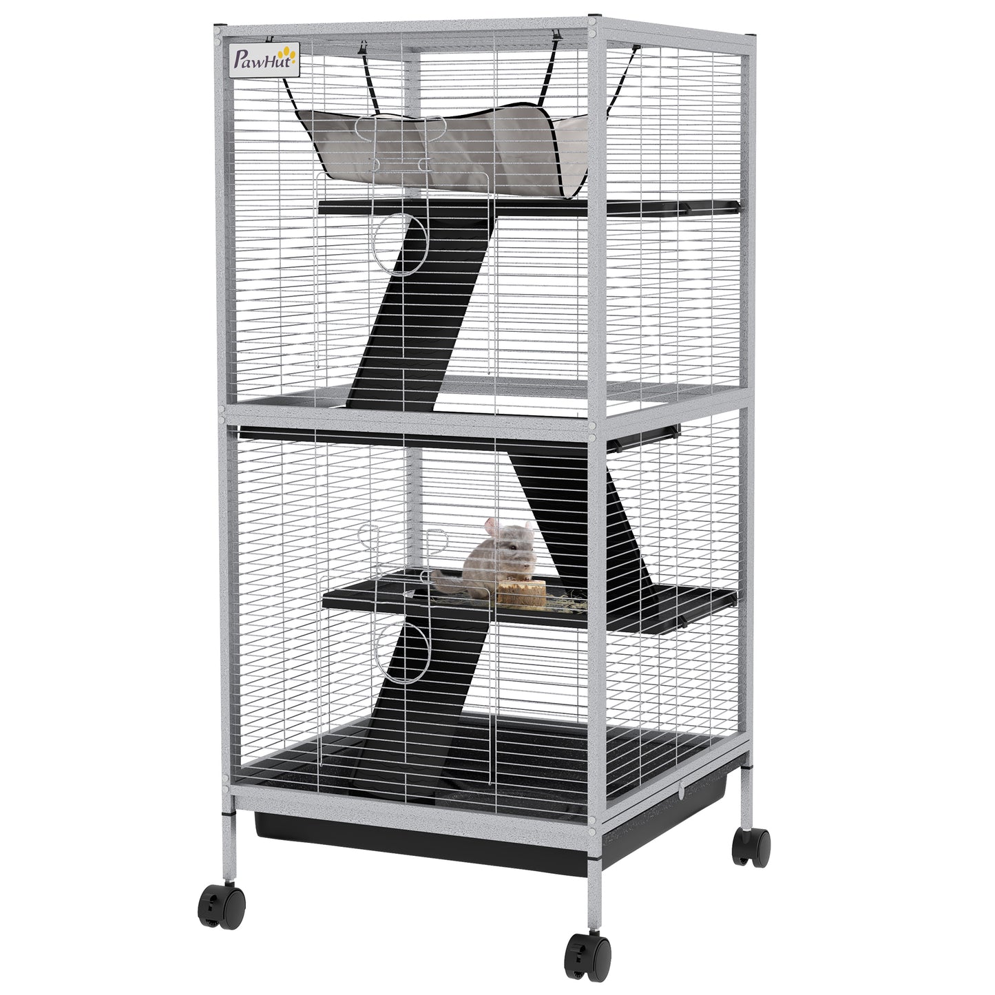 Steel Small Animal Cage for Ferret, Chinchilla, Kitten and Rabbit, Light Grey