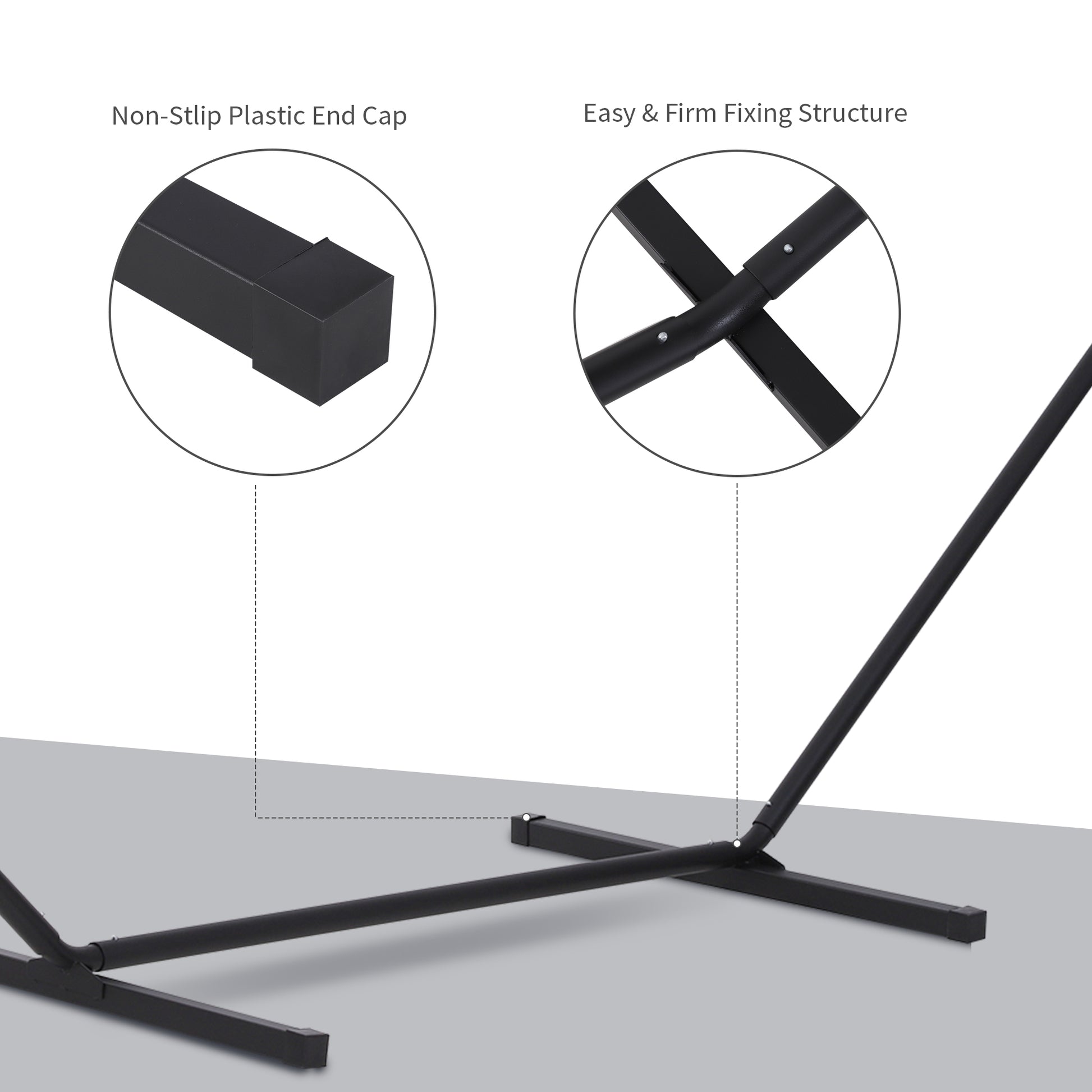 11.8'L Hammock Stand Extra Long Heavy Duty Straight Pole Day Bed Swing Metal Frame Simple Set Up Garden Outdoor Camping 
